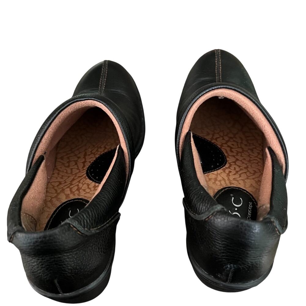 boc Born Peggy Clogs Size 7 Black Pebbled Leather Chunky Stacked Heel Mules - Picture 8 of 15